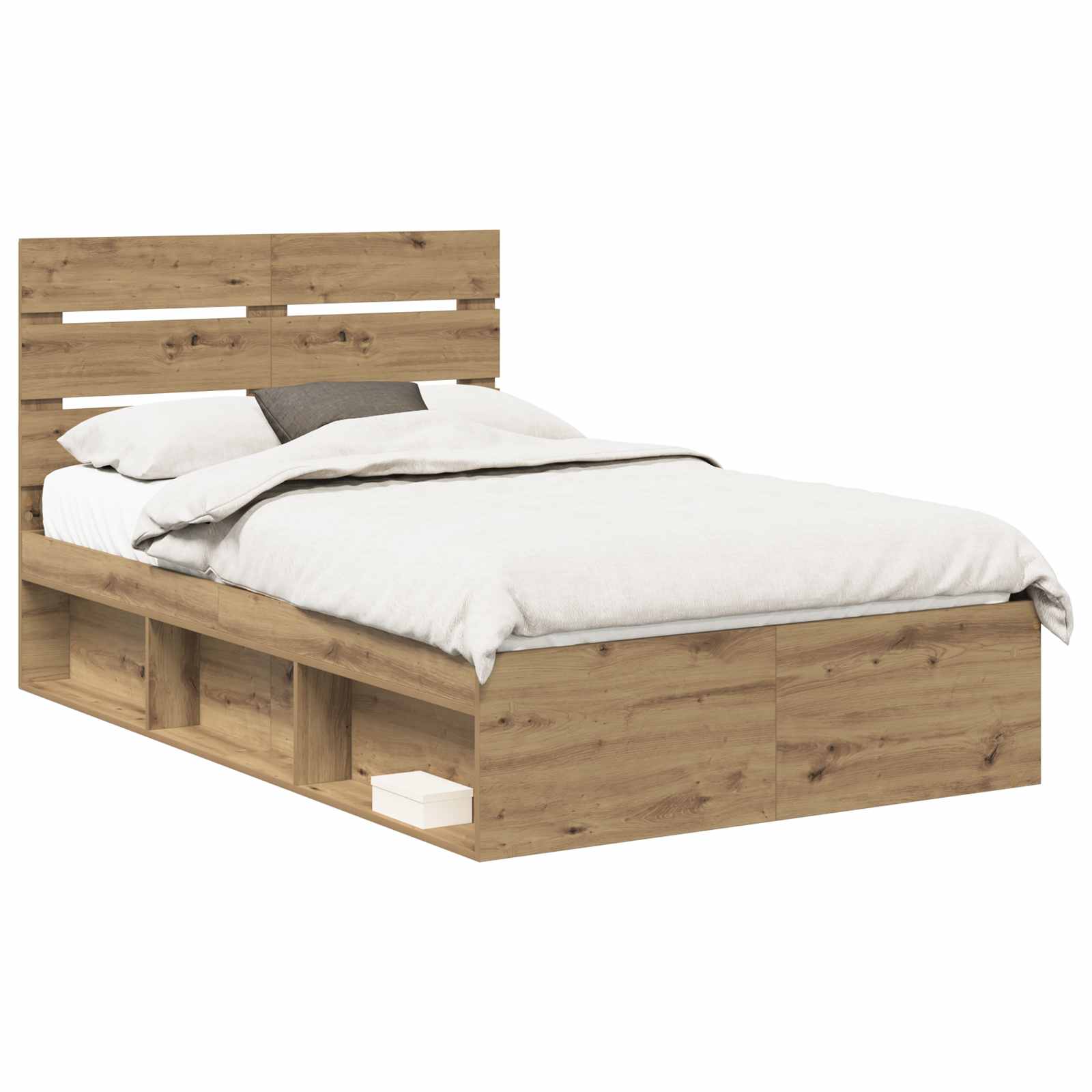 vidaXL Ramka łóżka Dąb rzemieślniczy 135 x 190 cm Lite drewno sosnowe