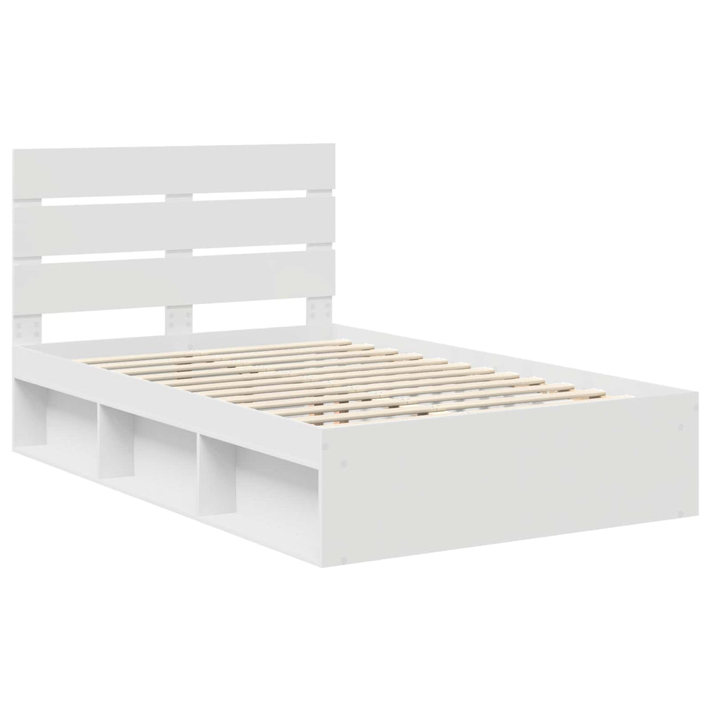 vidaXL Ramka łóżka Z zagłówkiem Biały 120 x 200 cm Lite drewno sosnowe