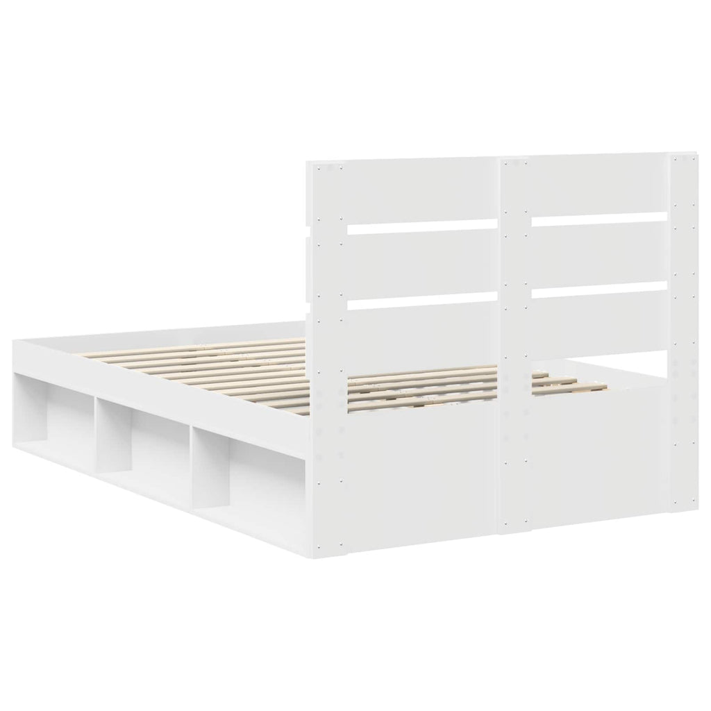 vidaXL Ramka łóżka Z zagłówkiem Biały 120 x 200 cm Lite drewno sosnowe