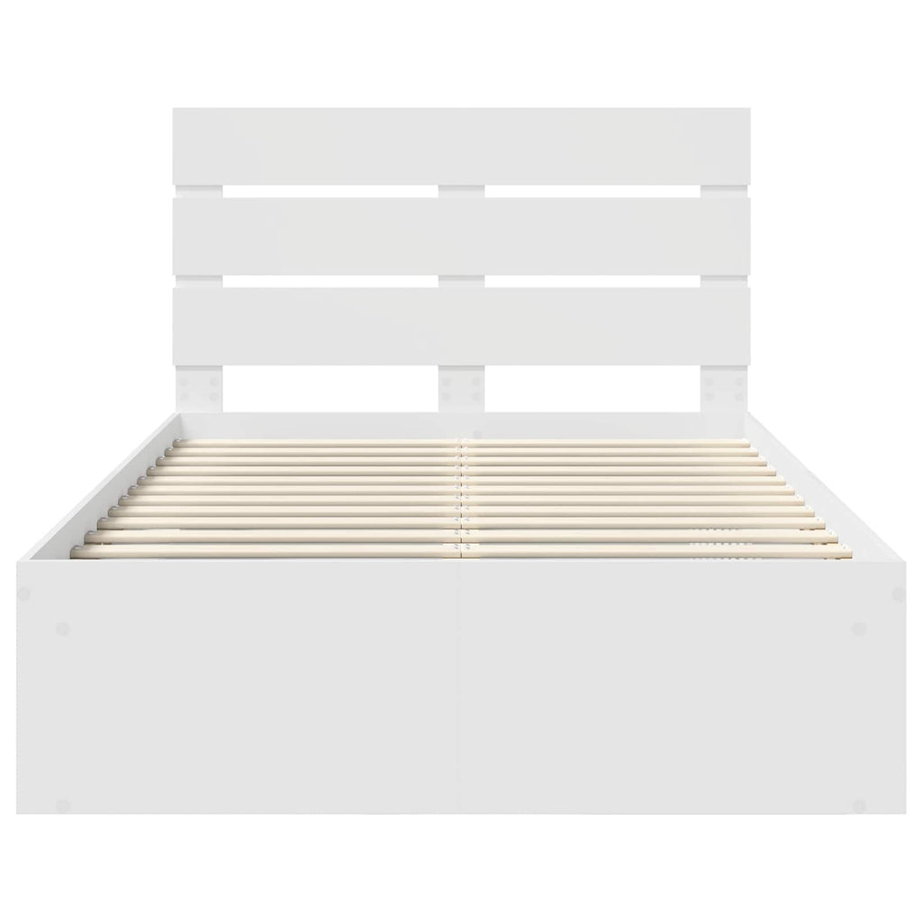 vidaXL Ramka łóżka Z zagłówkiem Biały 120 x 200 cm Lite drewno sosnowe