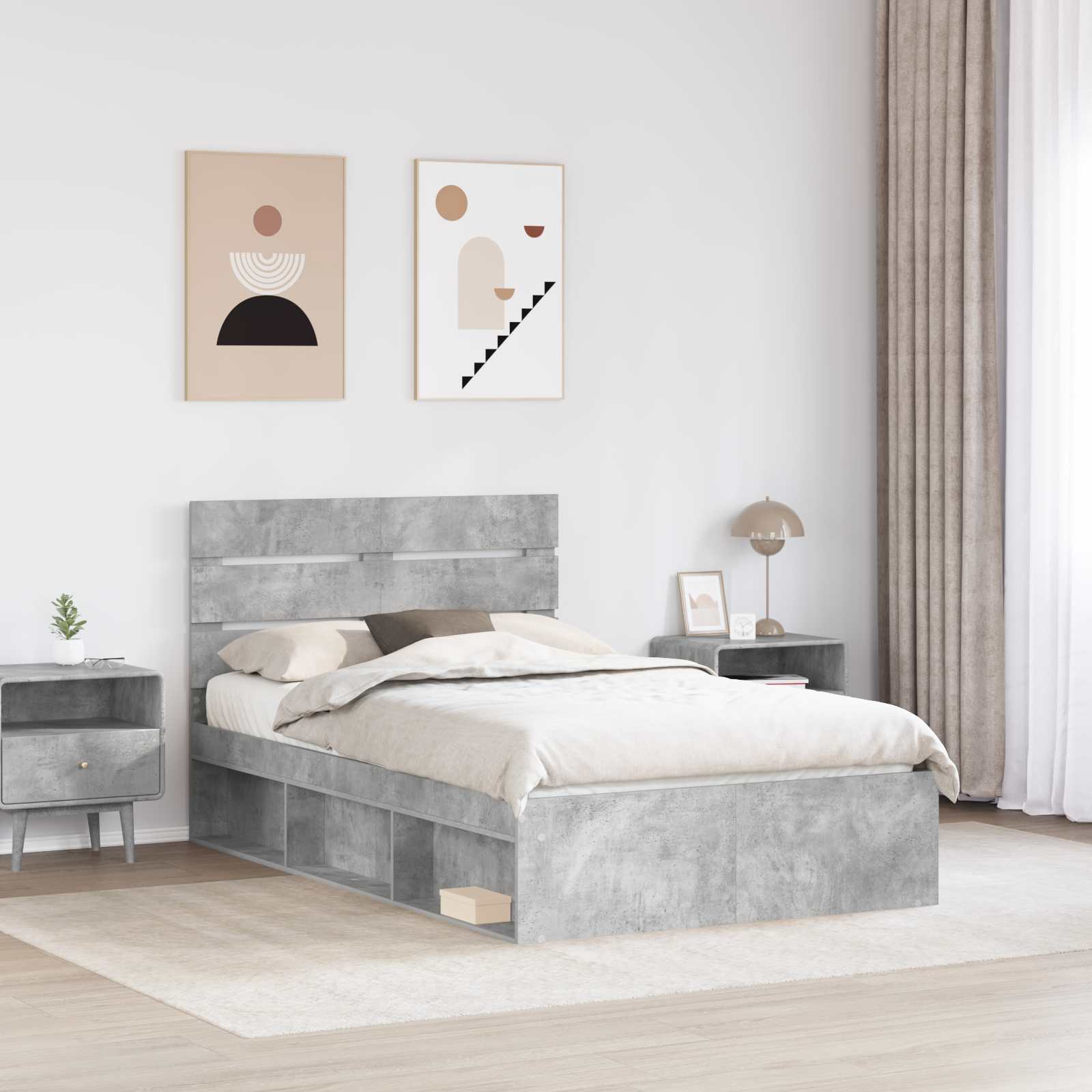 vidaXL Ramka łóżka Betonowy 120 x 200 cm Lite drewno sosnowe