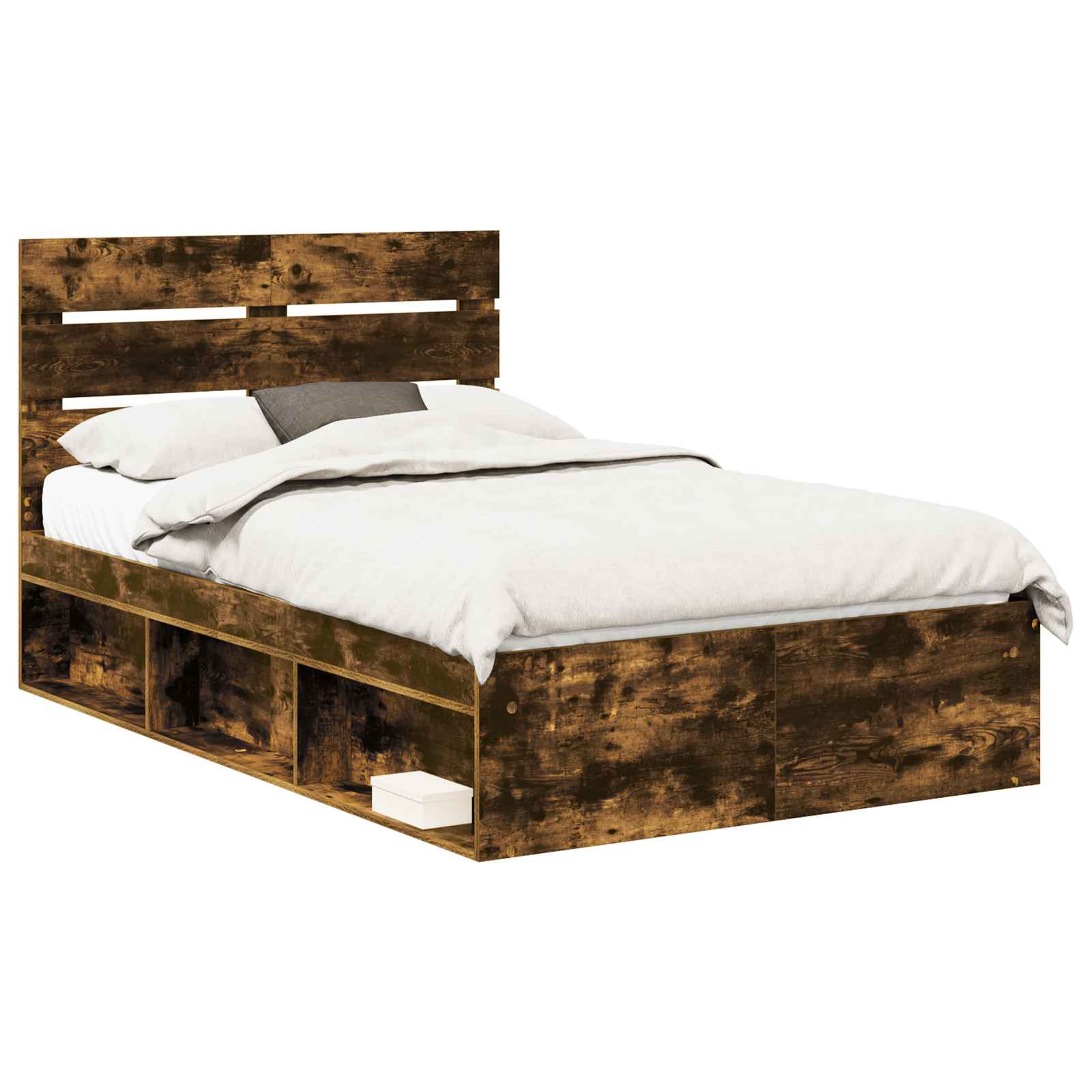 vidaXL Ramka łóżka Dąb wędzony 120 x 200 cm Lite drewno sosnowe