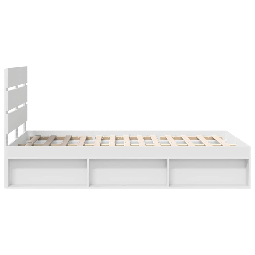 vidaXL Ramka łóżka Z zagłówkiem Biały 120 x 190 cm Lite drewno sosnowe