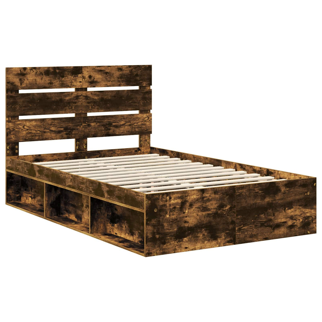 vidaXL Ramka łóżka Dąb wędzony 120 x 190 cm Lite drewno sosnowe