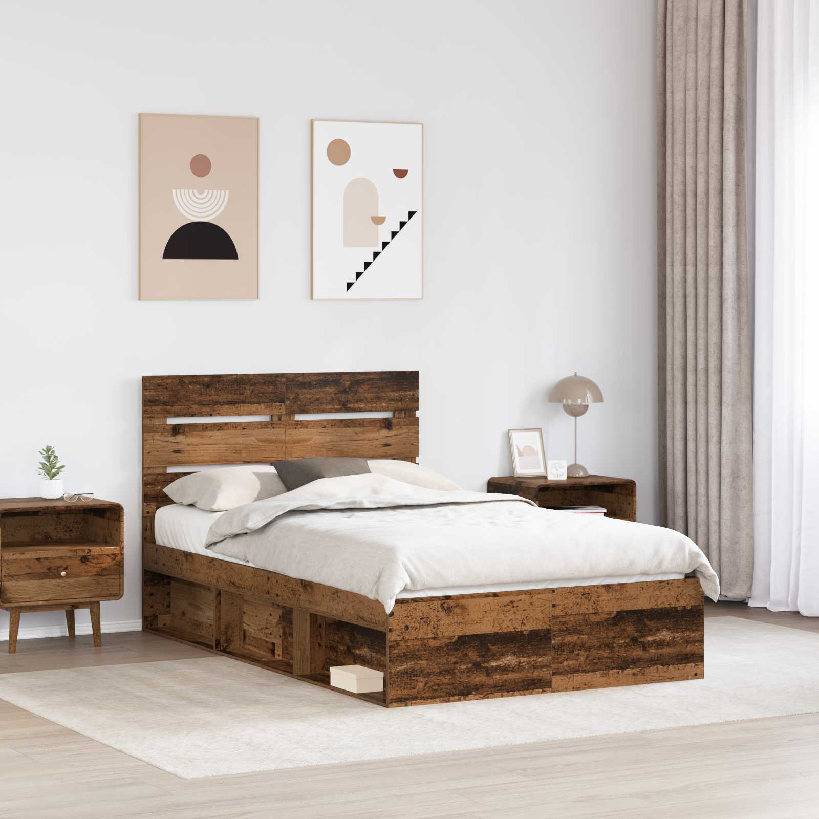 vidaXL Ramka łóżka Stare drewno 120 x 190 cm Lite drewno sosnowe