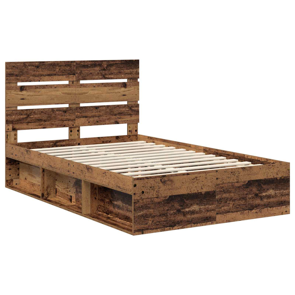 vidaXL Ramka łóżka Stare drewno 120 x 190 cm Lite drewno sosnowe