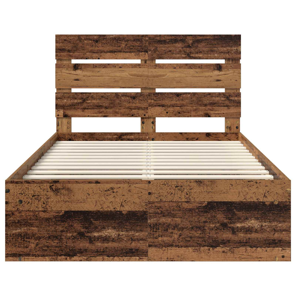 vidaXL Ramka łóżka Stare drewno 120 x 190 cm Lite drewno sosnowe