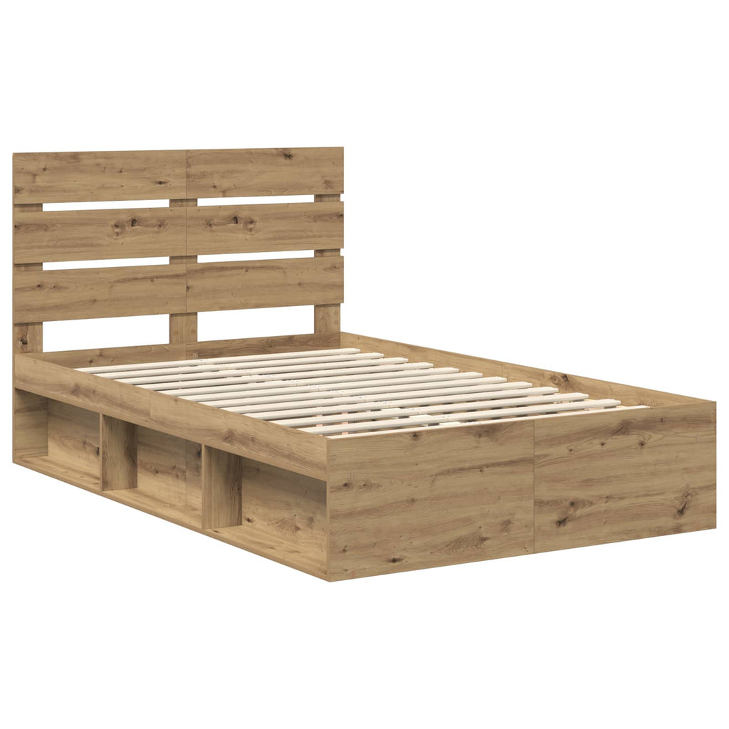 vidaXL Ramka łóżka Dąb rzemieślniczy 120 x 190 cm Lite drewno sosnowe