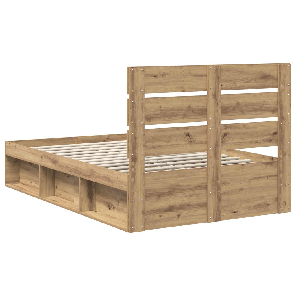 vidaXL Ramka łóżka Dąb rzemieślniczy 120 x 190 cm Lite drewno sosnowe