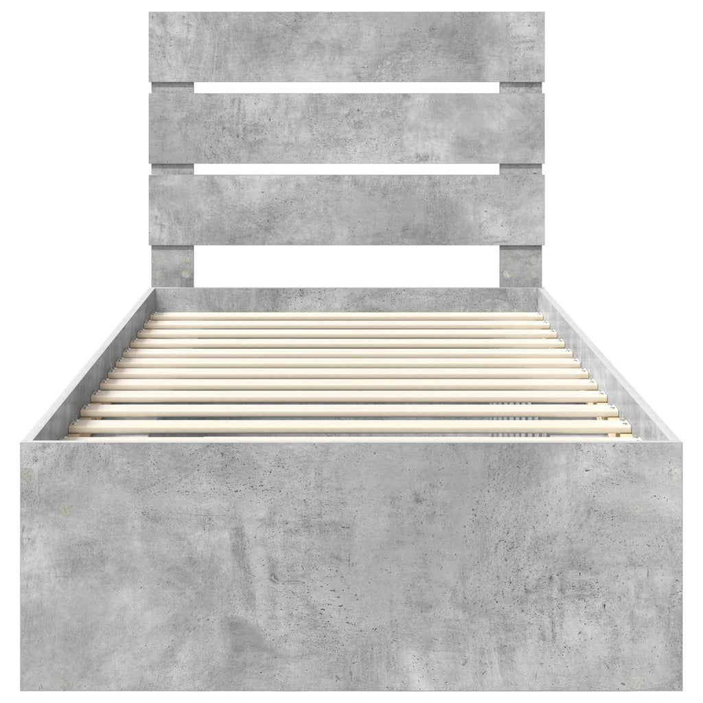 vidaXL Ramka łóżka Szary beton 100 x 200 cm Lite drewno sosnowe