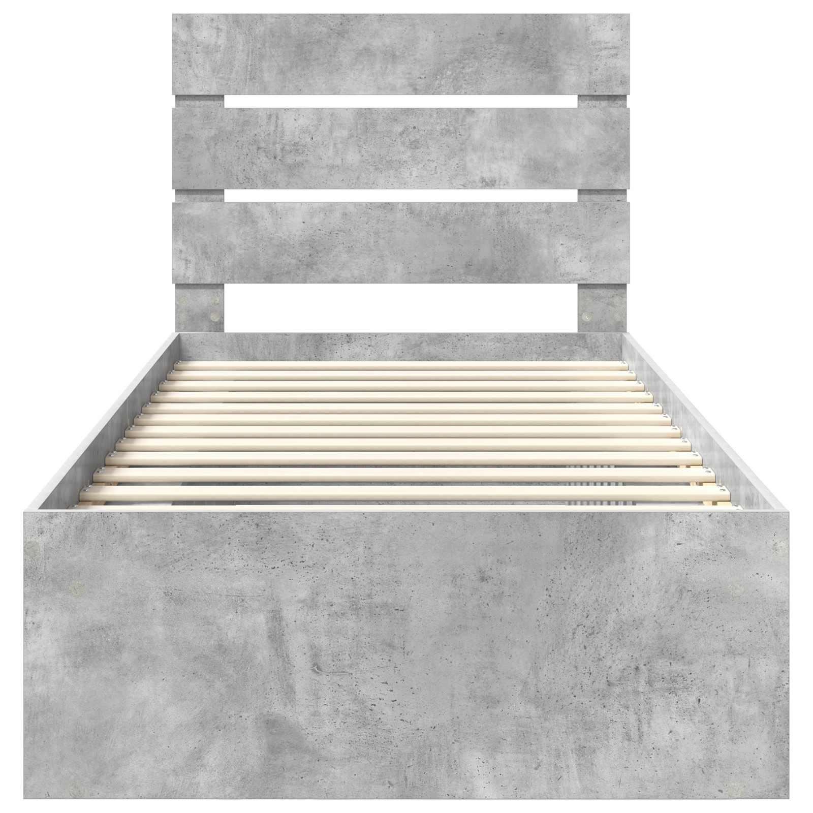 vidaXL Ramka łóżka Szary beton 100 x 200 cm Lite drewno sosnowe