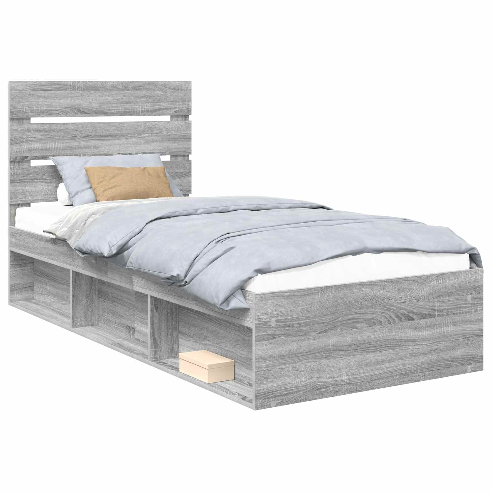 vidaXL Ramka łóżka Szary Sonoma 100 x 200 cm Lite drewno sosnowe