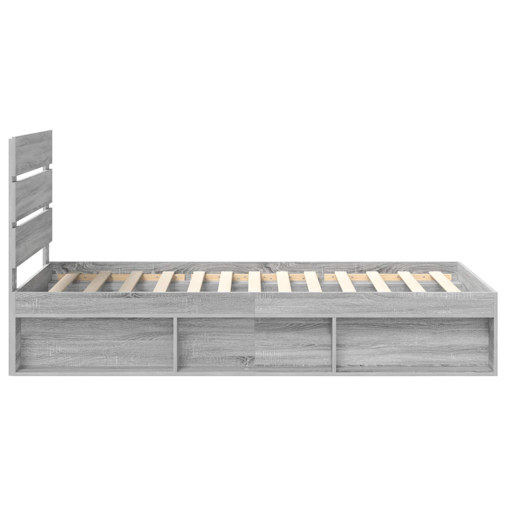 vidaXL Ramka łóżka Szary Sonoma 100 x 200 cm Lite drewno sosnowe