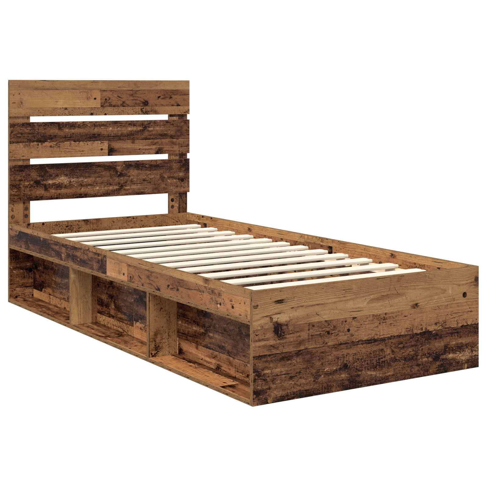 vidaXL Ramka łóżka Stare drewno 100 x 200 cm Lite drewno sosnowe