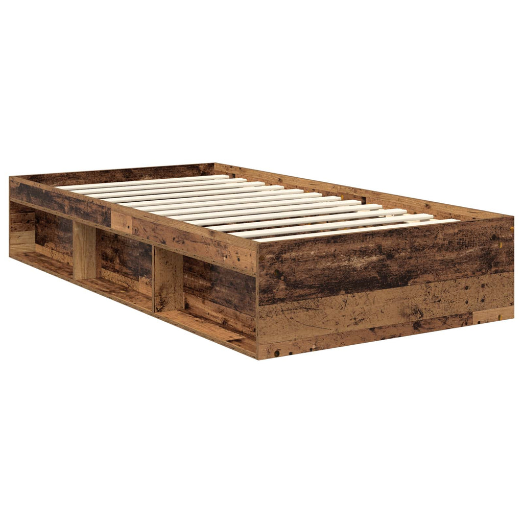 vidaXL Ramka łóżka Stare drewno 100 x 200 cm Lite drewno sosnowe