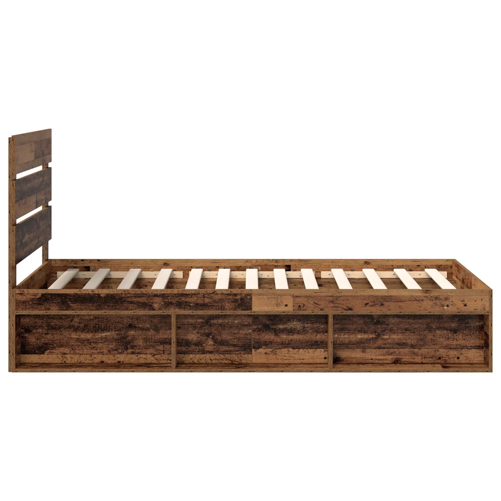 vidaXL Ramka łóżka Stare drewno 100 x 200 cm Lite drewno sosnowe