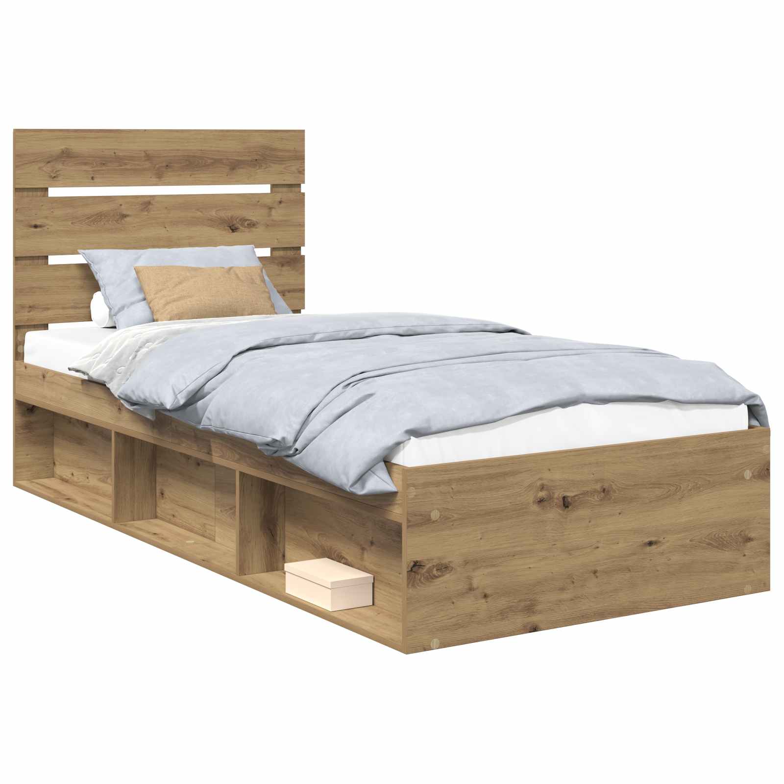 vidaXL Ramka łóżka Dąb rzemieślniczy 100 x 200 cm Lite drewno sosnowe