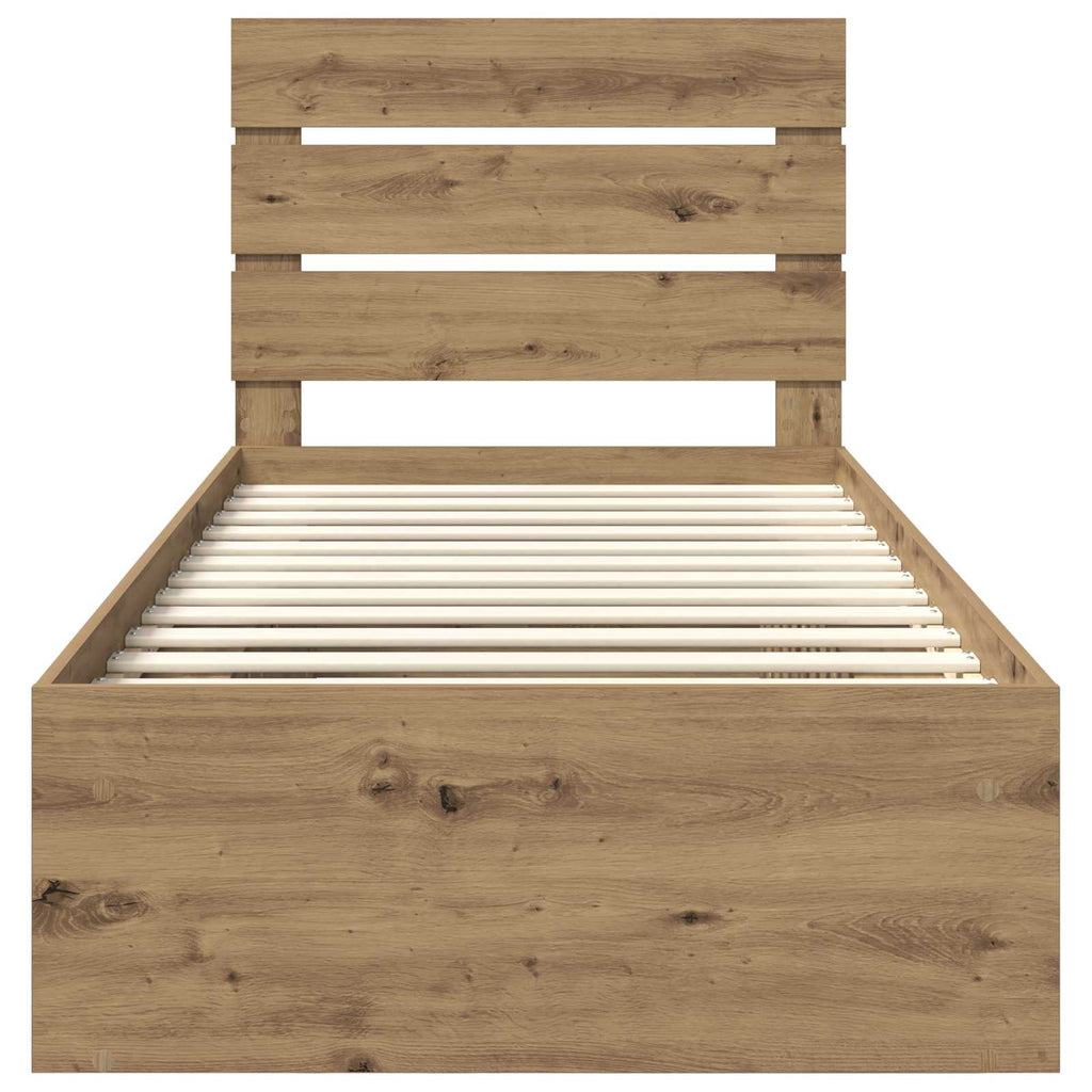vidaXL Ramka łóżka Dąb rzemieślniczy 100 x 200 cm Lite drewno sosnowe