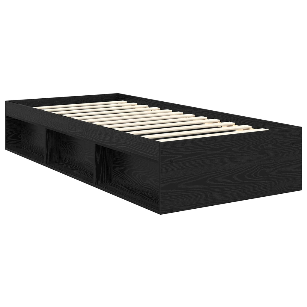 vidaXL Ramka łóżka Z zagłówkiem Czarny 90 x 200 cm Lite drewno sosnowe