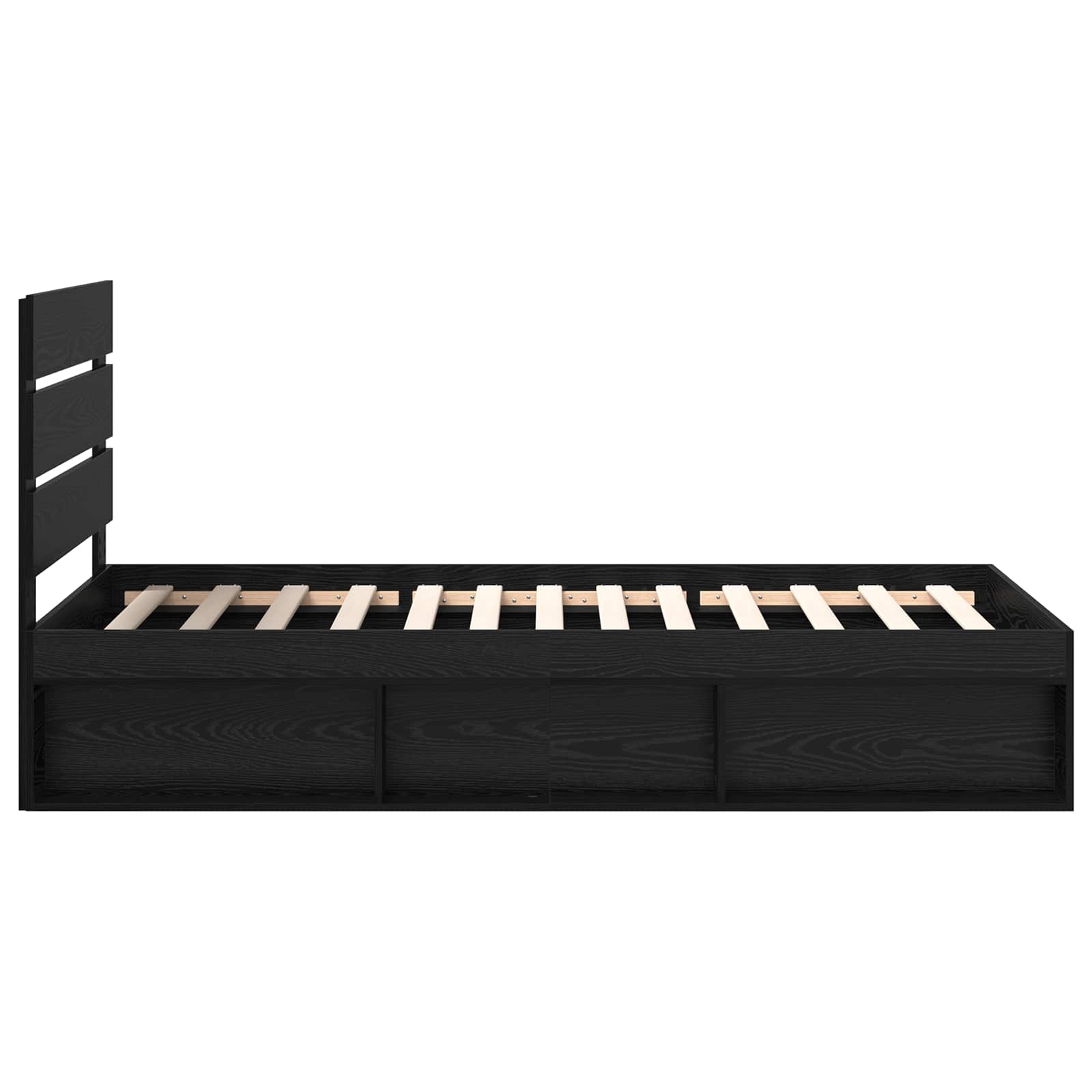 vidaXL Ramka łóżka Z zagłówkiem Czarny 90 x 200 cm Lite drewno sosnowe