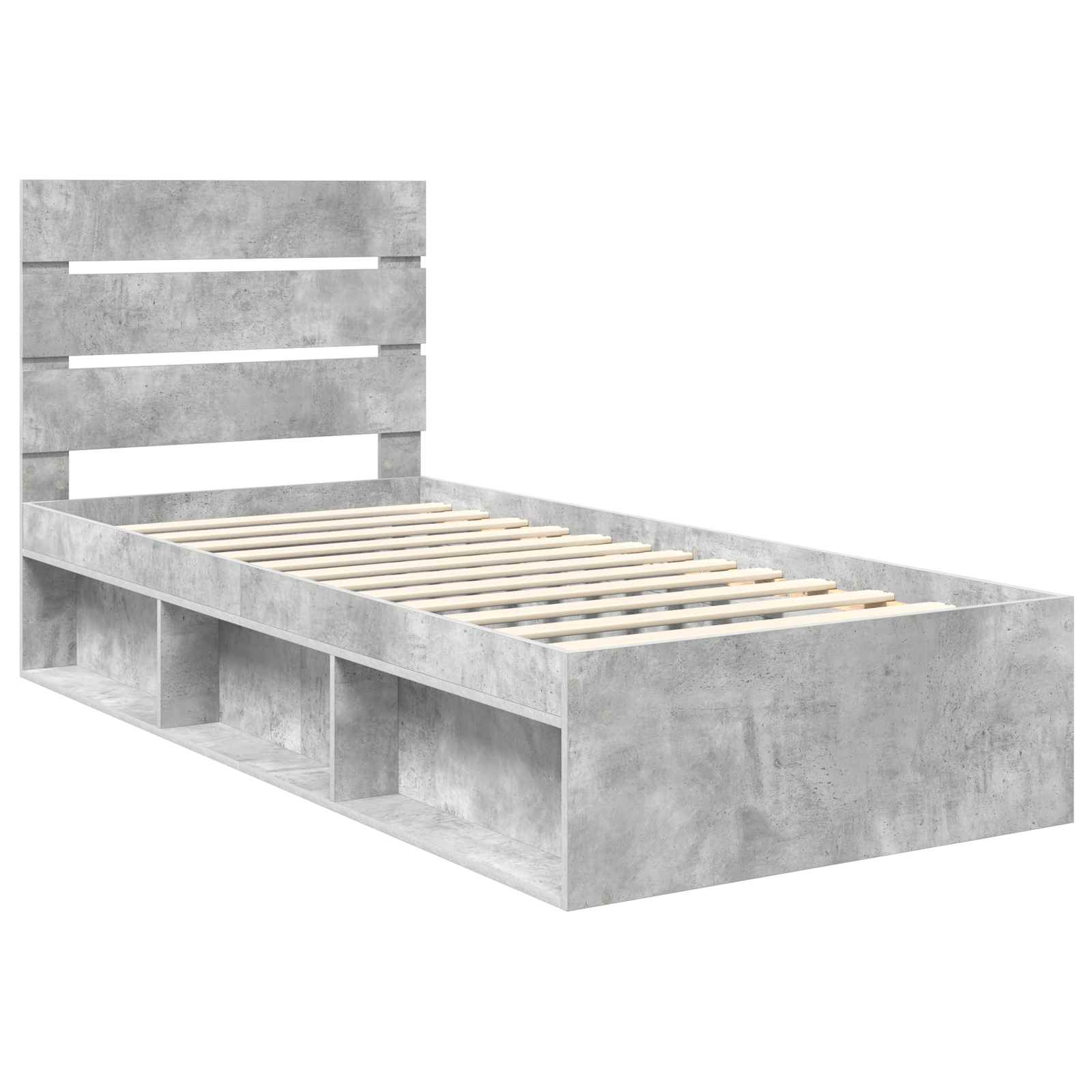 vidaXL Ramka łóżka Betonowy 90 x 200 cm Lite drewno sosnowe