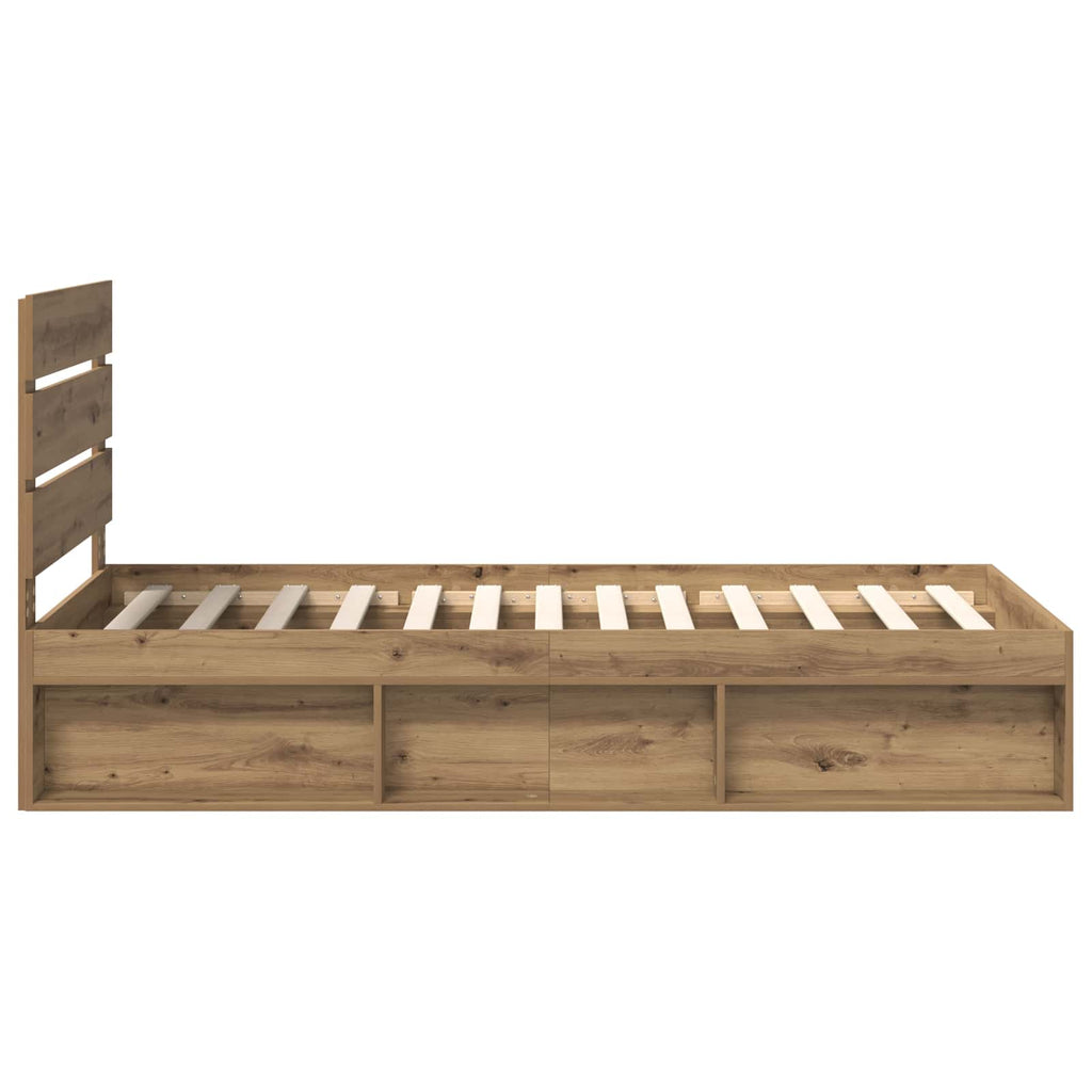 vidaXL Ramka łóżka Dąb rzemieślniczy 90 x 200 cm Lite drewno sosnowe