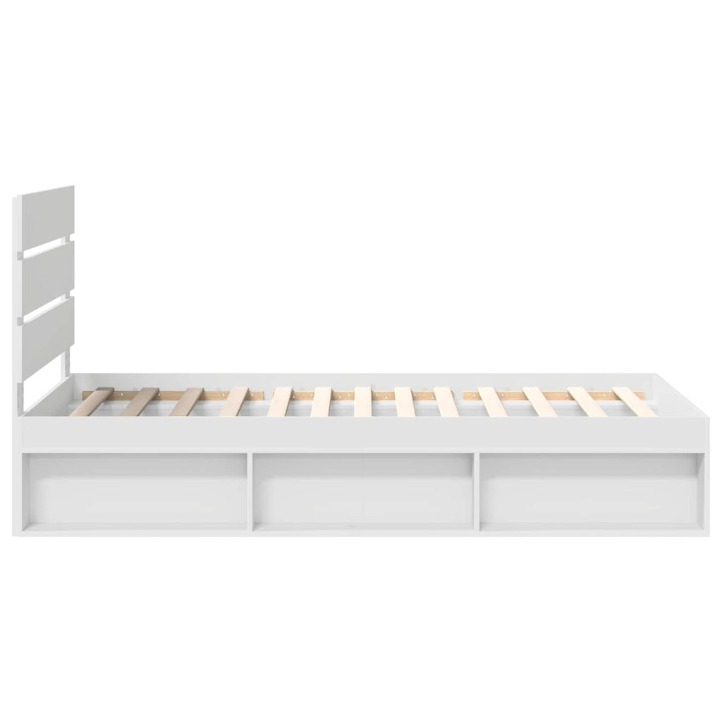 vidaXL Ramka łóżka Z zagłówkiem Biały 90 x 190 cm Lite drewno sosnowe