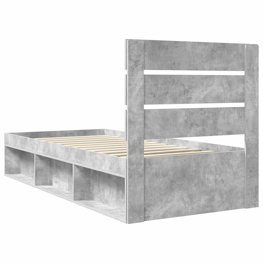 vidaXL Ramka łóżka Szary beton 90 x 190 cm Lite drewno sosnowe