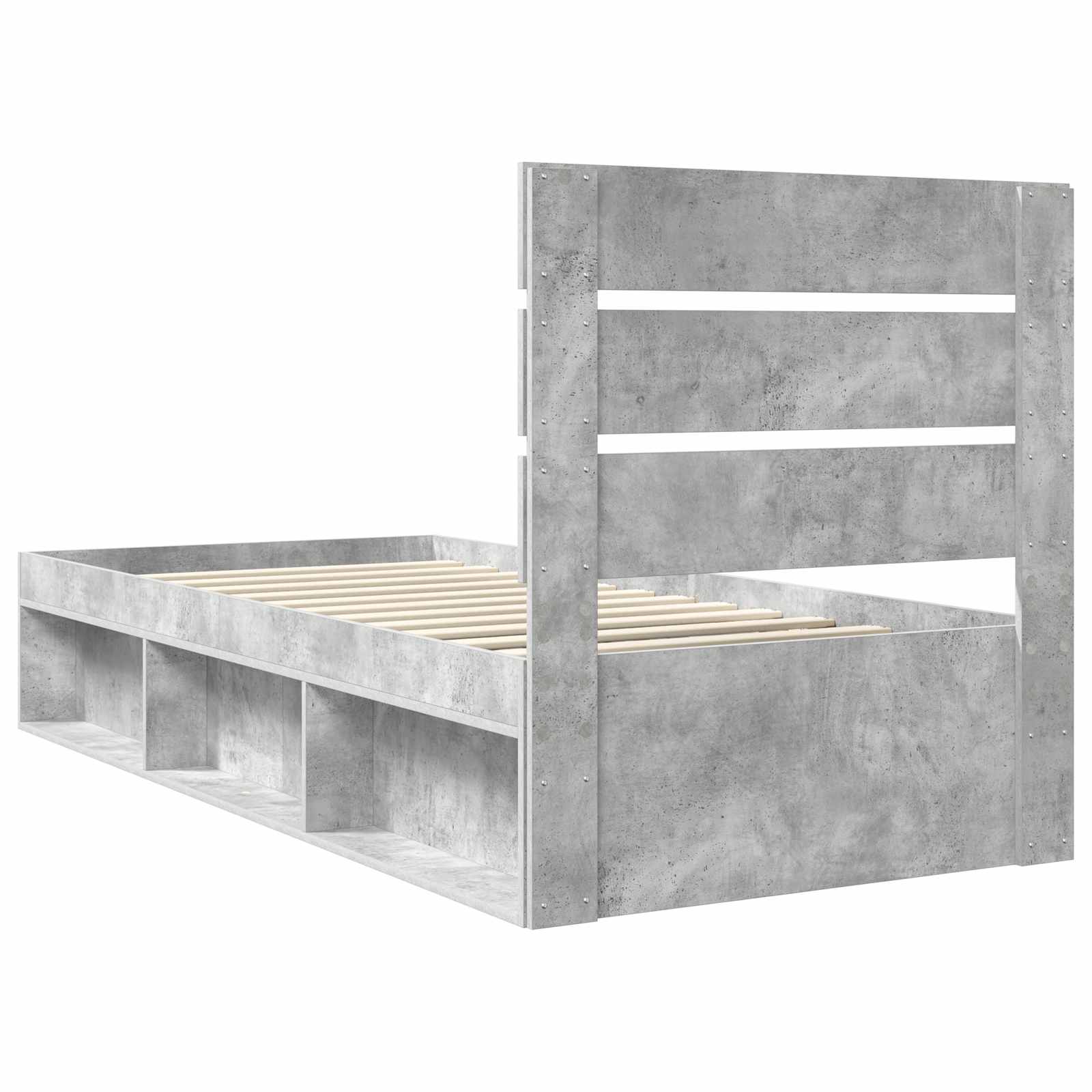 vidaXL Ramka łóżka Szary beton 90 x 190 cm Lite drewno sosnowe