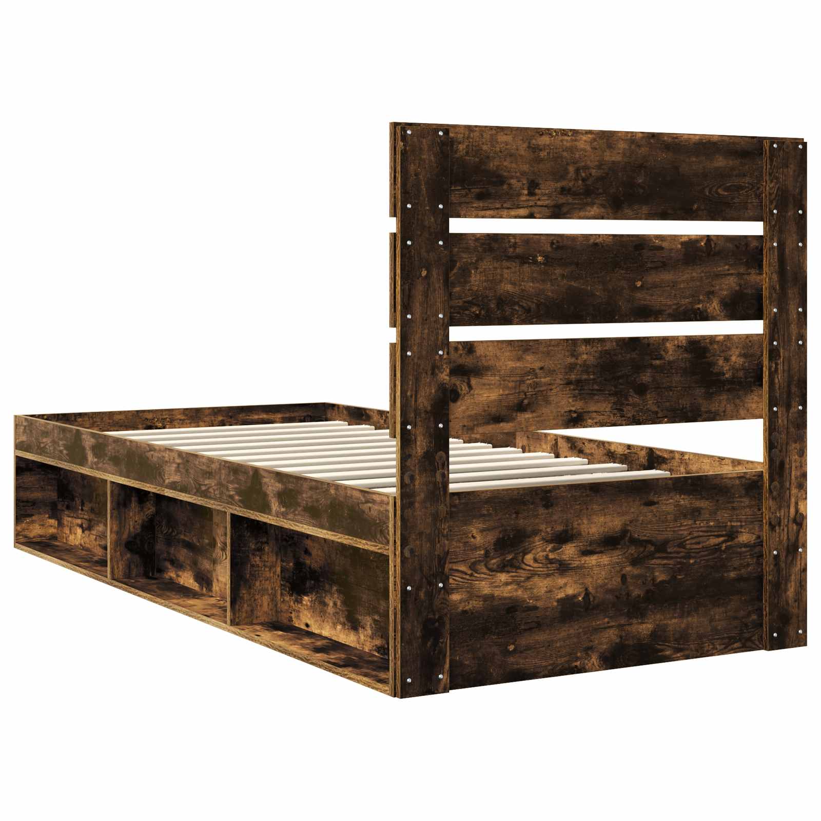 vidaXL Ramka łóżka Dąb wędzony 90 x 190 cm Lite drewno sosnowe