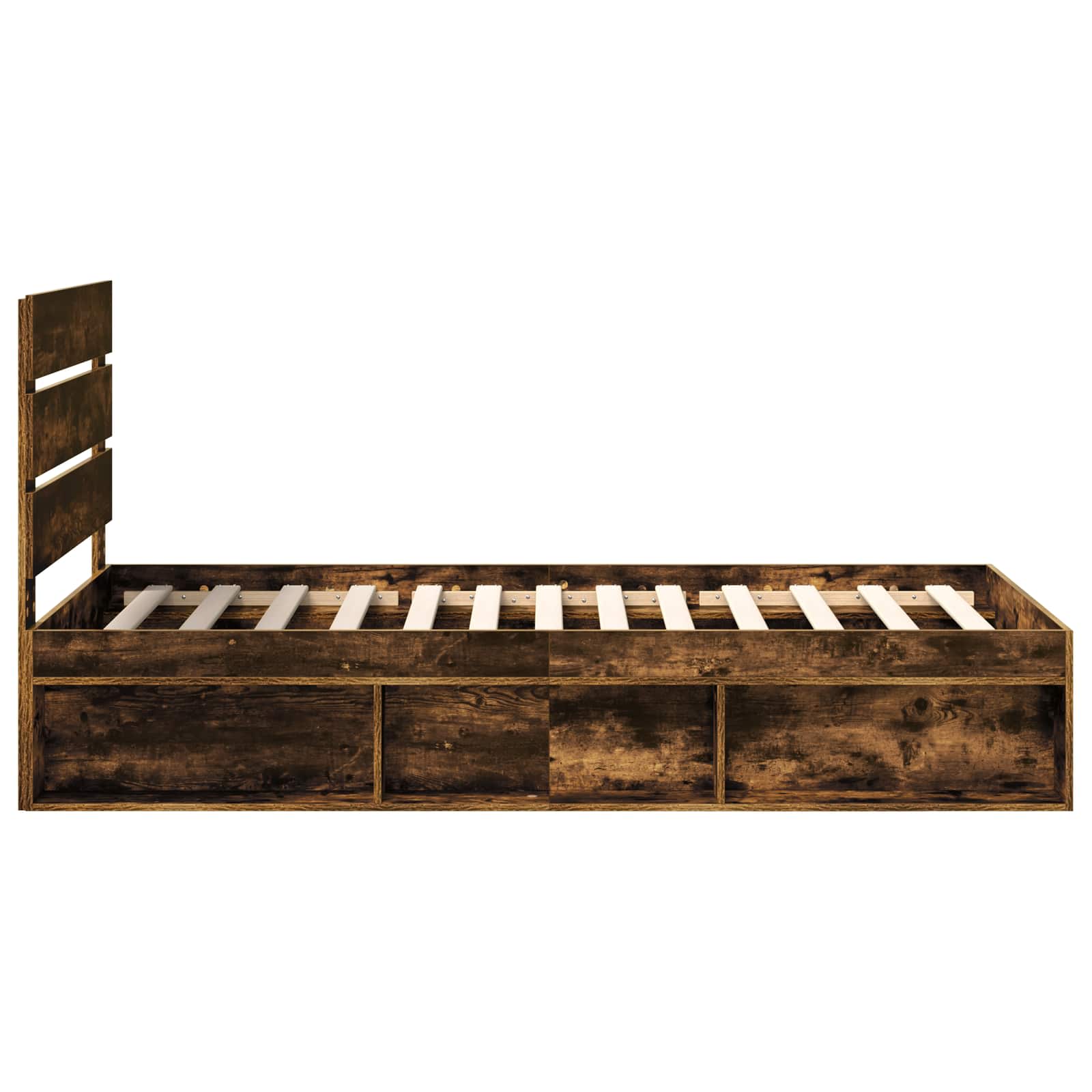 vidaXL Ramka łóżka Dąb wędzony 90 x 190 cm Lite drewno sosnowe