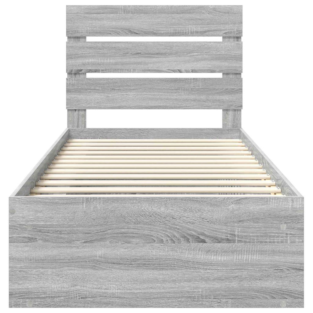 vidaXL Ramka łóżka Szary Sonoma 90 x 190 cm Lite drewno sosnowe