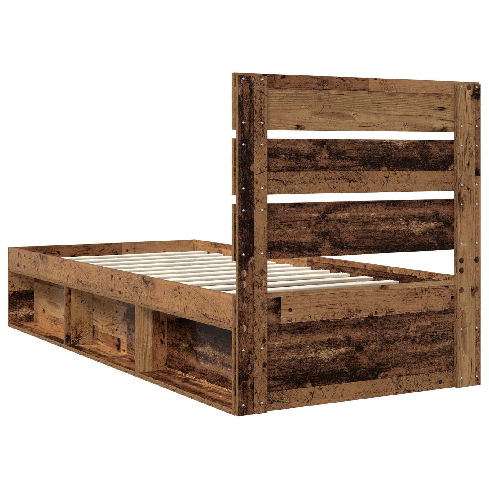 vidaXL Ramka łóżka Stare drewno 90 x 190 cm Lite drewno sosnowe