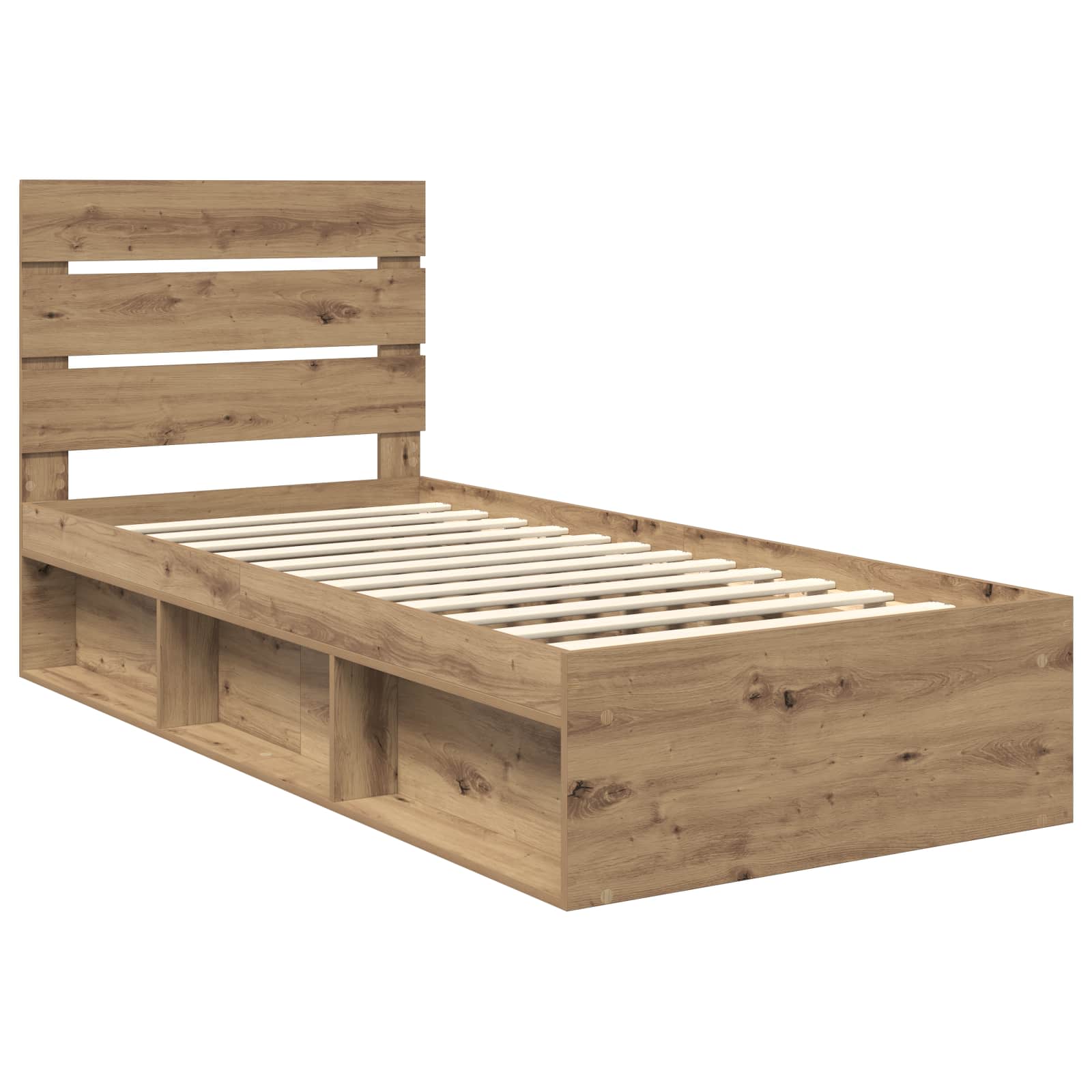 vidaXL Ramka łóżka Dąb rzemieślniczy 90 x 190 cm Lite drewno sosnowe