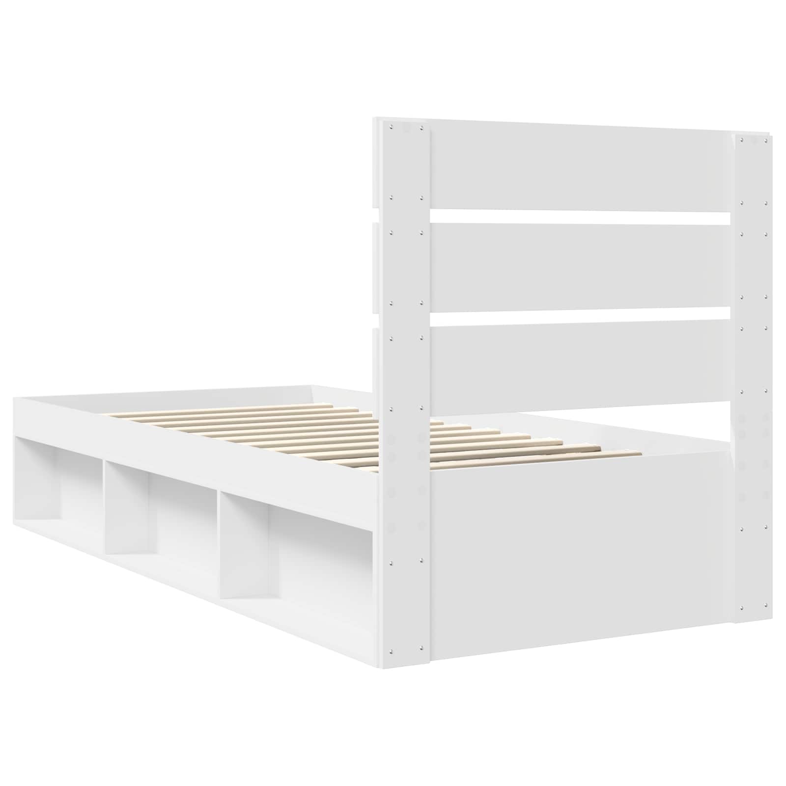 vidaXL Ramka łóżka Z zagłówkiem Biały 75 x 190 cm Lite drewno sosnowe