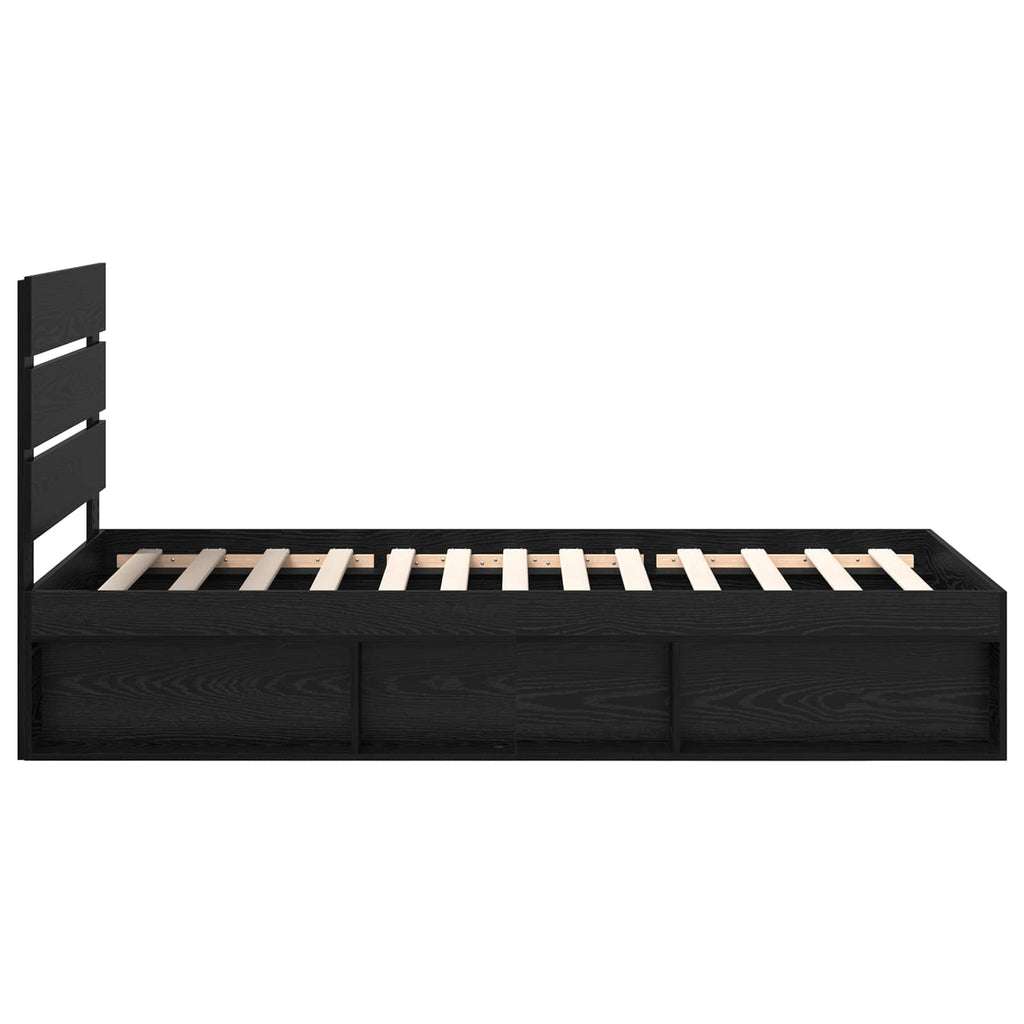 vidaXL Ramka łóżka Z zagłówkiem Czarny 75 x 190 cm Lite drewno sosnowe
