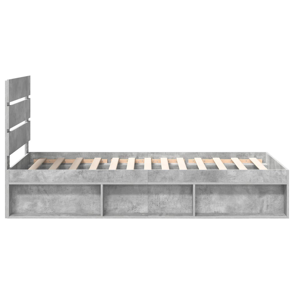 vidaXL Ramka łóżka Szary beton 75 x 190 cm Lite drewno sosnowe