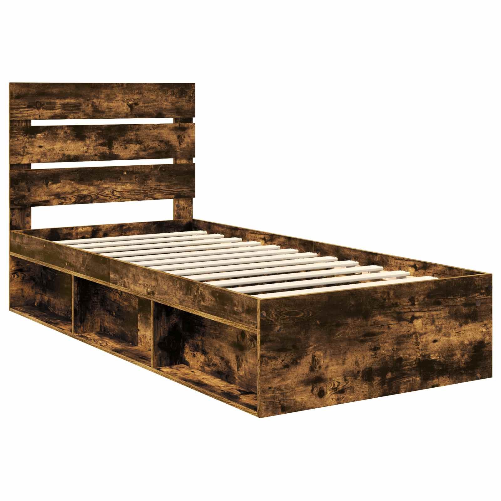 vidaXL Ramka łóżka Dąb wędzony 75 x 190 cm Lite drewno sosnowe