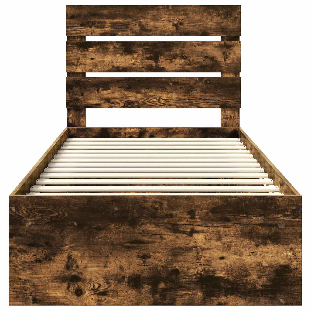 vidaXL Ramka łóżka Dąb wędzony 75 x 190 cm Lite drewno sosnowe