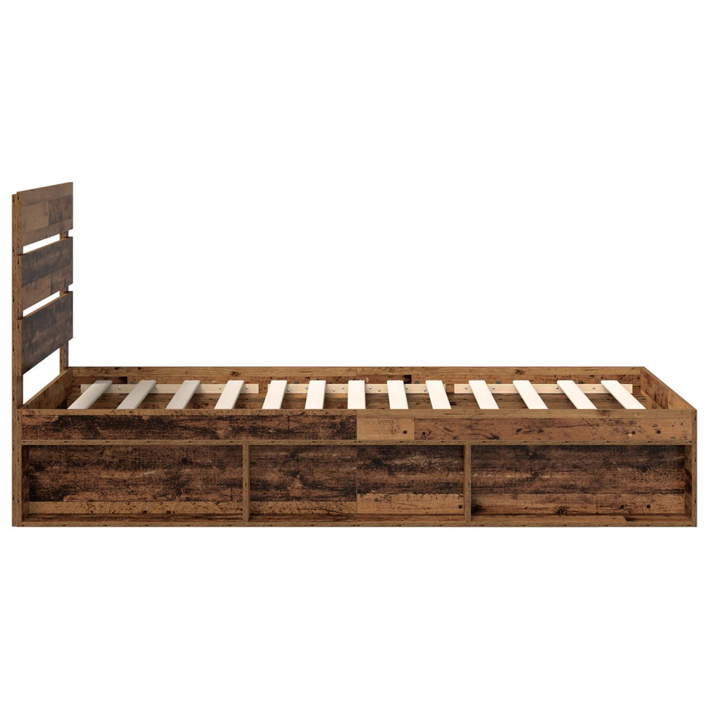 vidaXL Ramka łóżka Stare drewno 75 x 190 cm Lite drewno sosnowe