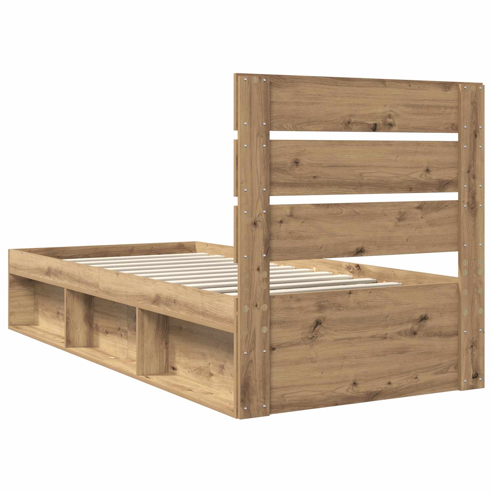 vidaXL Ramka łóżka Dąb rzemieślniczy 75 x 190 cm Lite drewno sosnowe