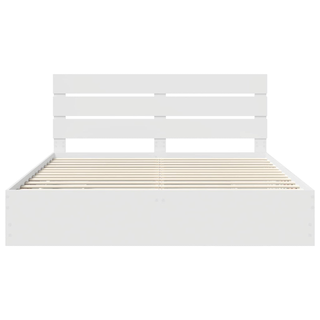 vidaXL Ramka łóżka z szufladą Biały 200 x 200 cm Drewno inżynieryjne