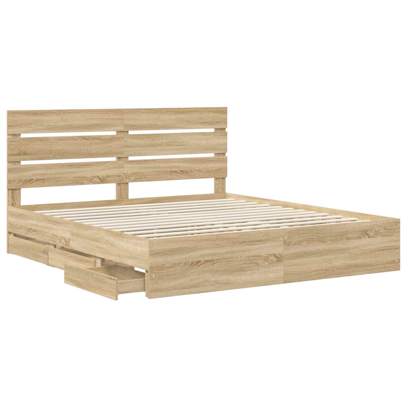 vidaXL Ramka łóżka Dąb Sonoma 200 x 200 cm Drewno inżynieryjne