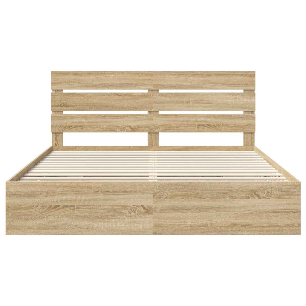 vidaXL Ramka łóżka Dąb Sonoma 200 x 200 cm Drewno inżynieryjne