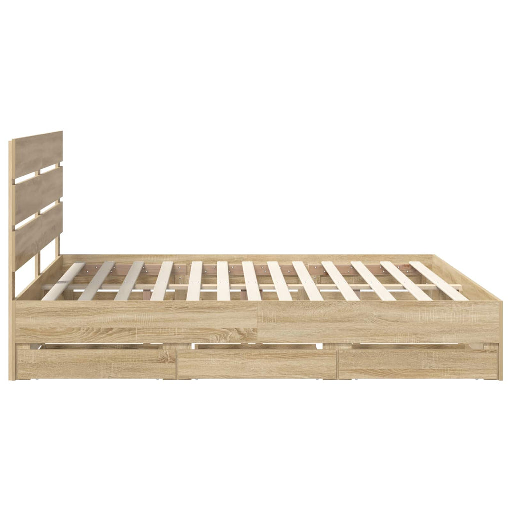 vidaXL Ramka łóżka Dąb Sonoma 200 x 200 cm Drewno inżynieryjne