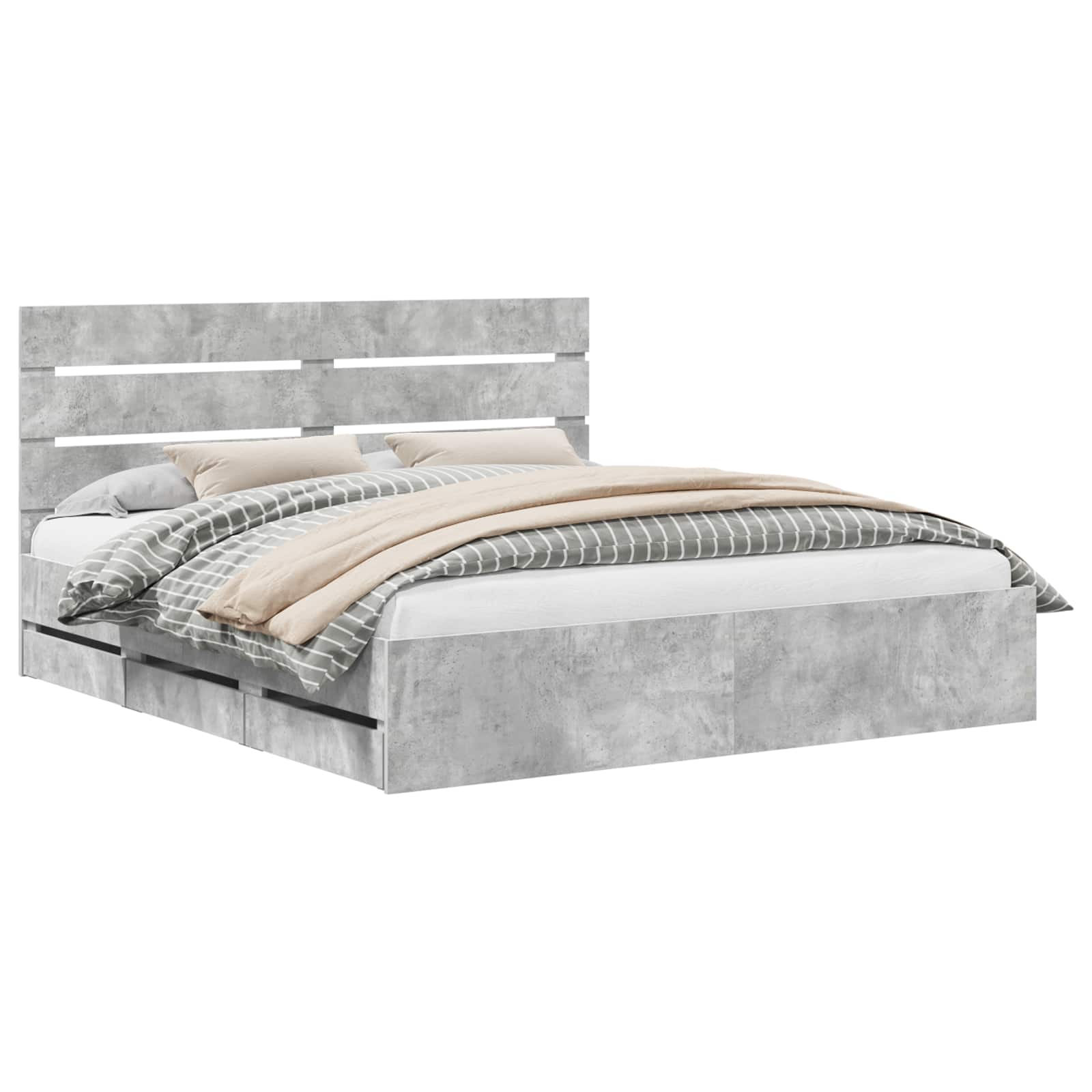 vidaXL Ramka łóżka Betonowy szary 200 x 200 cm Drewno inżynieryjne