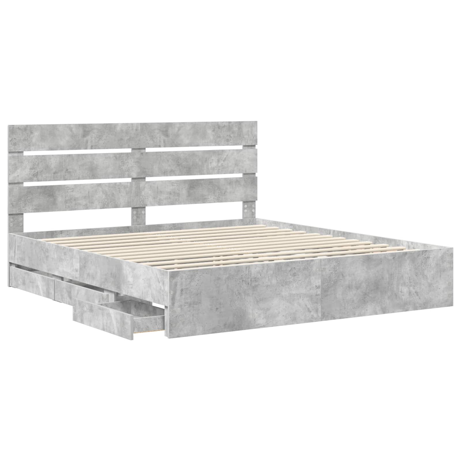vidaXL Ramka łóżka Betonowy szary 200 x 200 cm Drewno inżynieryjne
