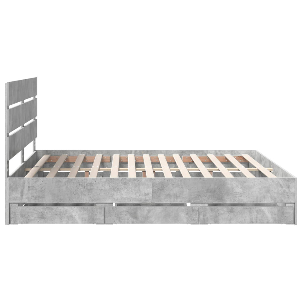 vidaXL Ramka łóżka Betonowy szary 200 x 200 cm Drewno inżynieryjne
