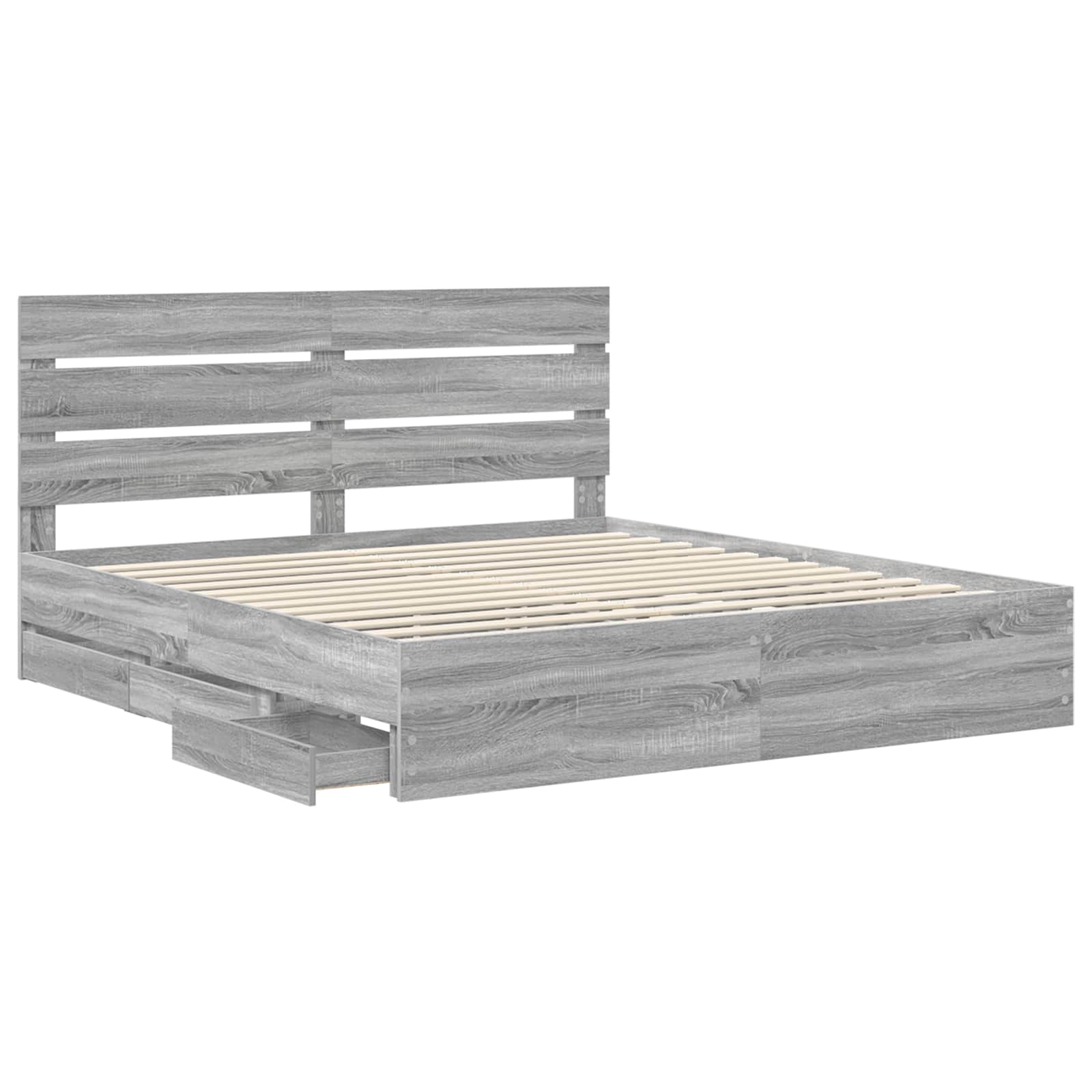 vidaXL Ramka łóżka Szary Sonoma 200 x 200 cm Drewno inżynieryjne