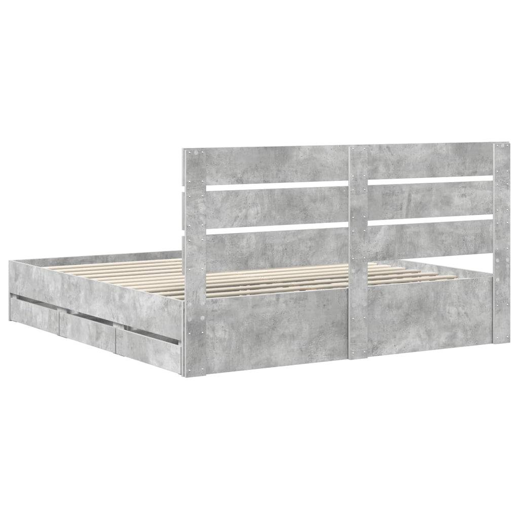 vidaXL Ramka łóżka Betonowy szary 180 x 200 cm Drewno inżynieryjne